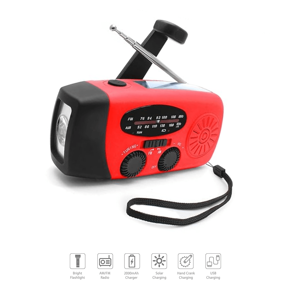 Multifunctional Wind-Up Emergency Radio with Flashlight and Device Charger