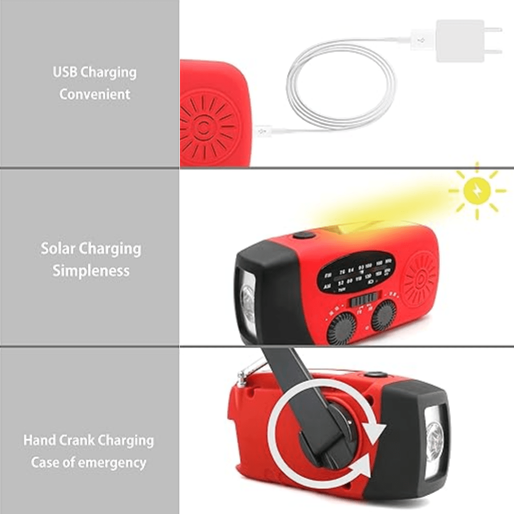 Multifunctional Wind-Up Emergency Radio with Flashlight and Device Charger