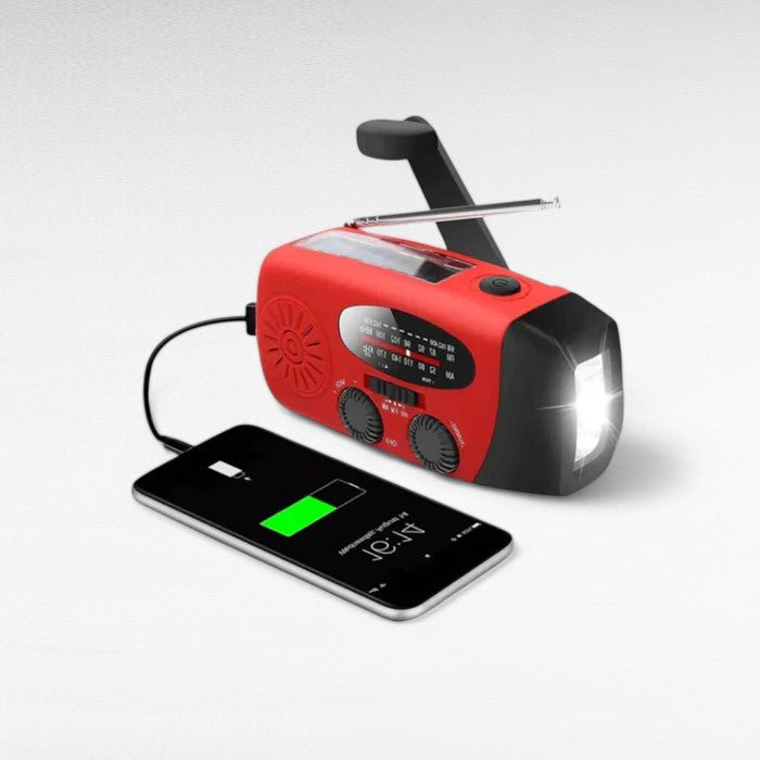 Multifunctional Wind-Up Emergency Radio with Flashlight and Device Charger