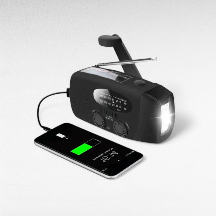 Multifunctional Wind-Up Emergency Radio with Flashlight and Device Charger