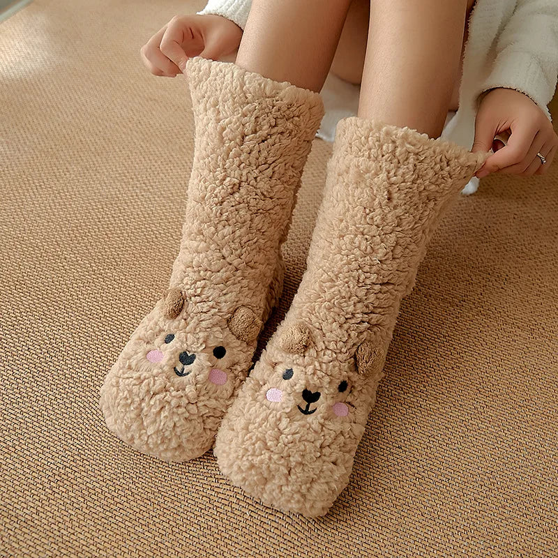 Kawaii Bear Fleece Non-Slip Warm Socks