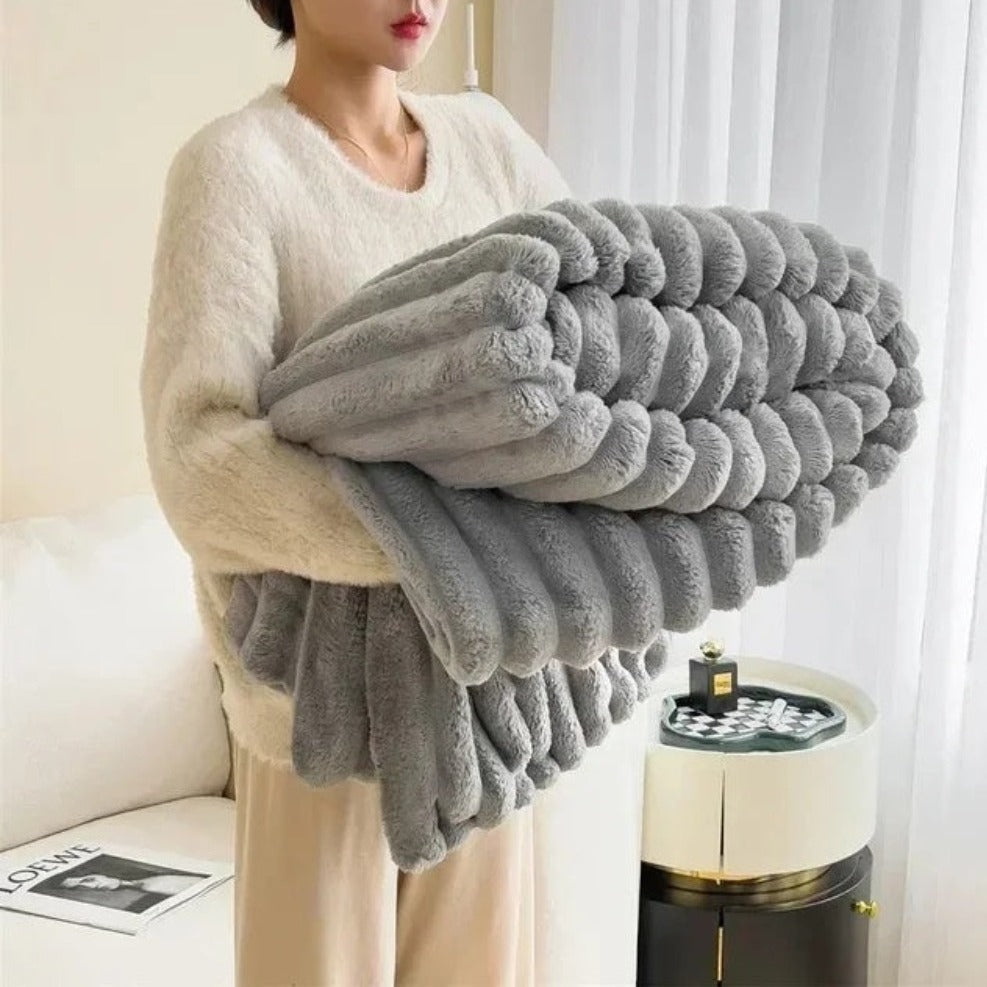 Cloud Nine Plush Ribbed Throw Blanket