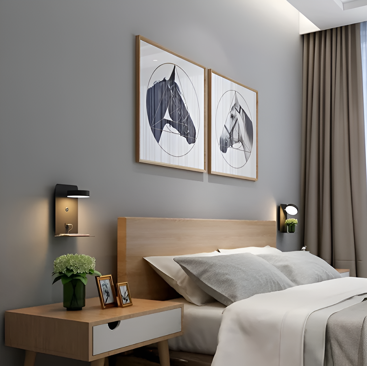 Wall-Mounted Dimmable Shelf Lamp with USB Charging