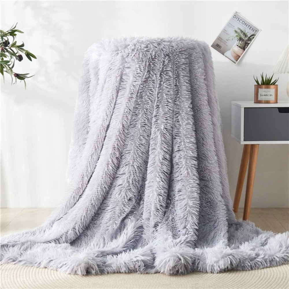 Ultra-Soft Fuzzy Faux Fur Throw Blanket