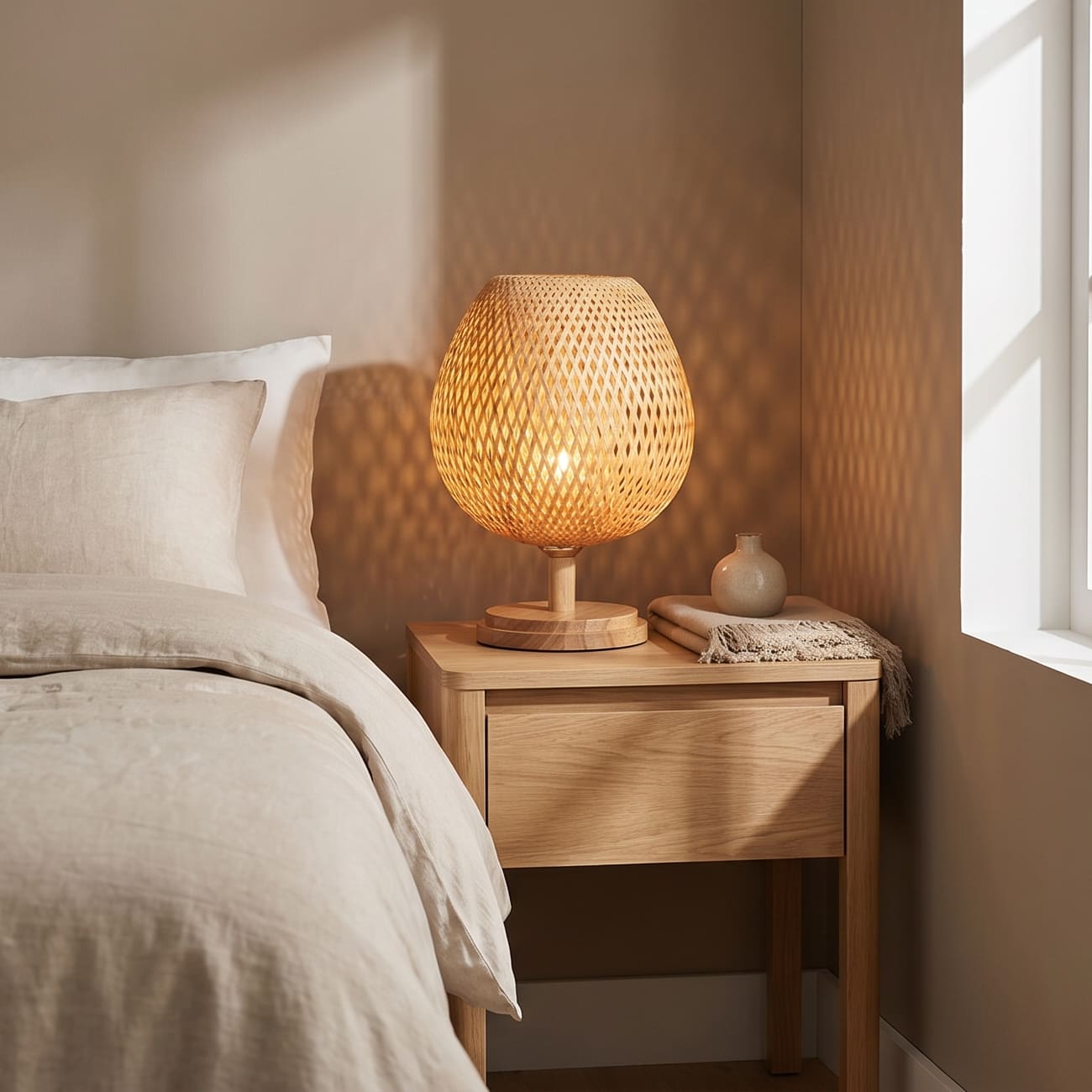 Vintage Bamboo Table Lamp with Rustic Charm