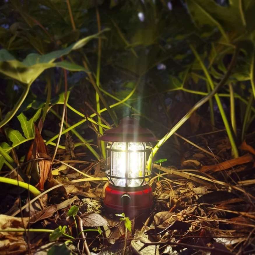 Rechargeable Vintage-Style LED Camping Lantern with Dimmable Light