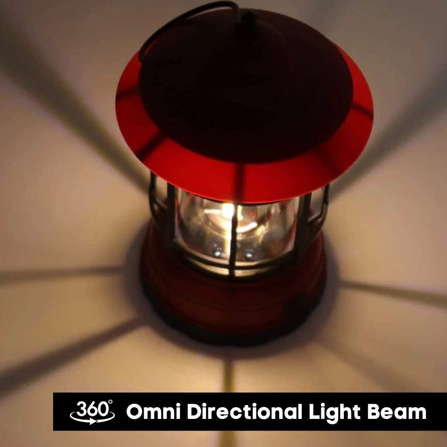 Rechargeable Vintage-Style LED Camping Lantern with Dimmable Light