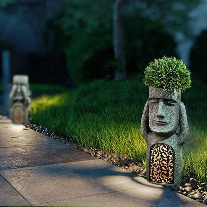Sculptural Solar-Powered Decorative Planter with Light