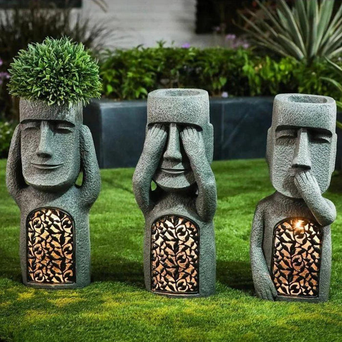 Sculptural Solar-Powered Decorative Planter with Light