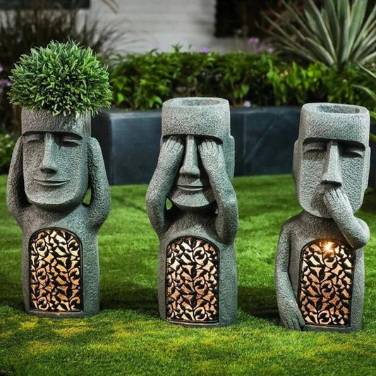 Sculptural Solar-Powered Decorative Planter with Light