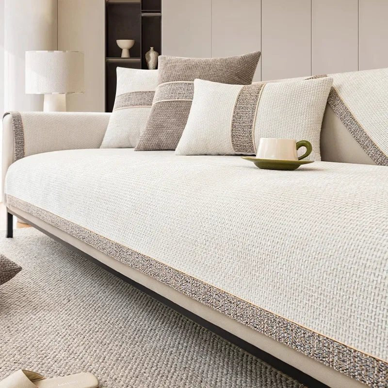 Linen-Style Sofa Cover for Pet and Stain Protection