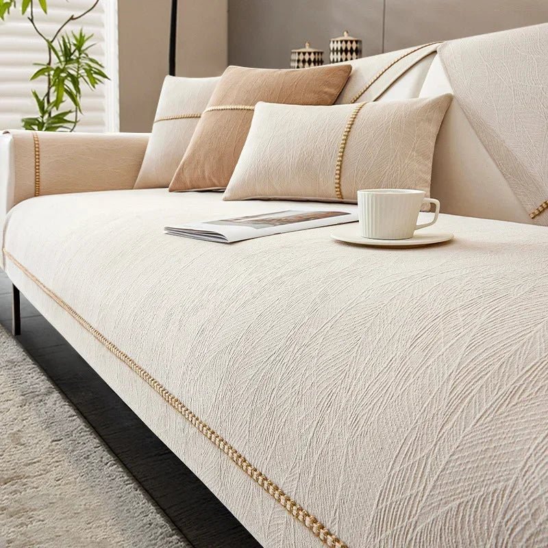 Linen-Style Sofa Cover for Pet and Stain Protection