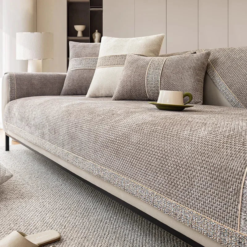 Linen-Style Sofa Cover for Pet and Stain Protection