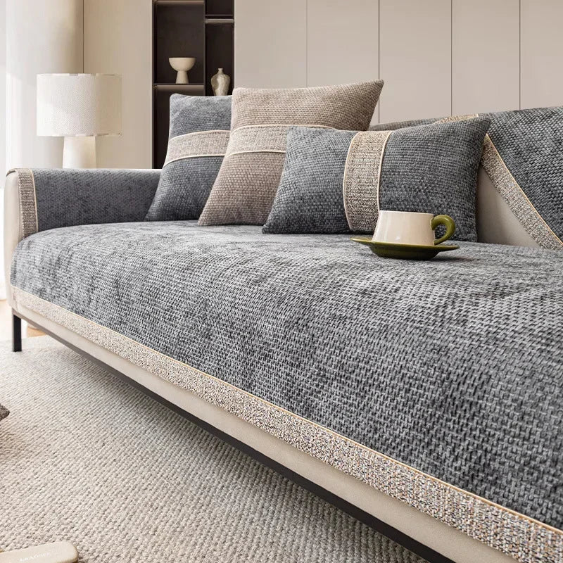 Linen-Style Sofa Cover for Pet and Stain Protection