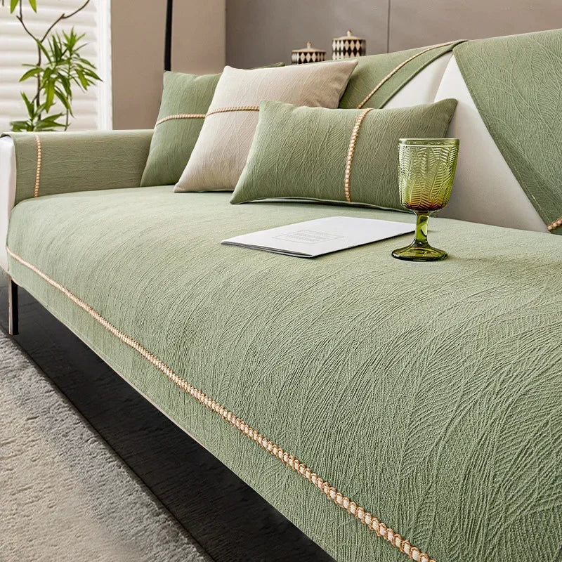 Linen-Style Sofa Cover for Pet and Stain Protection