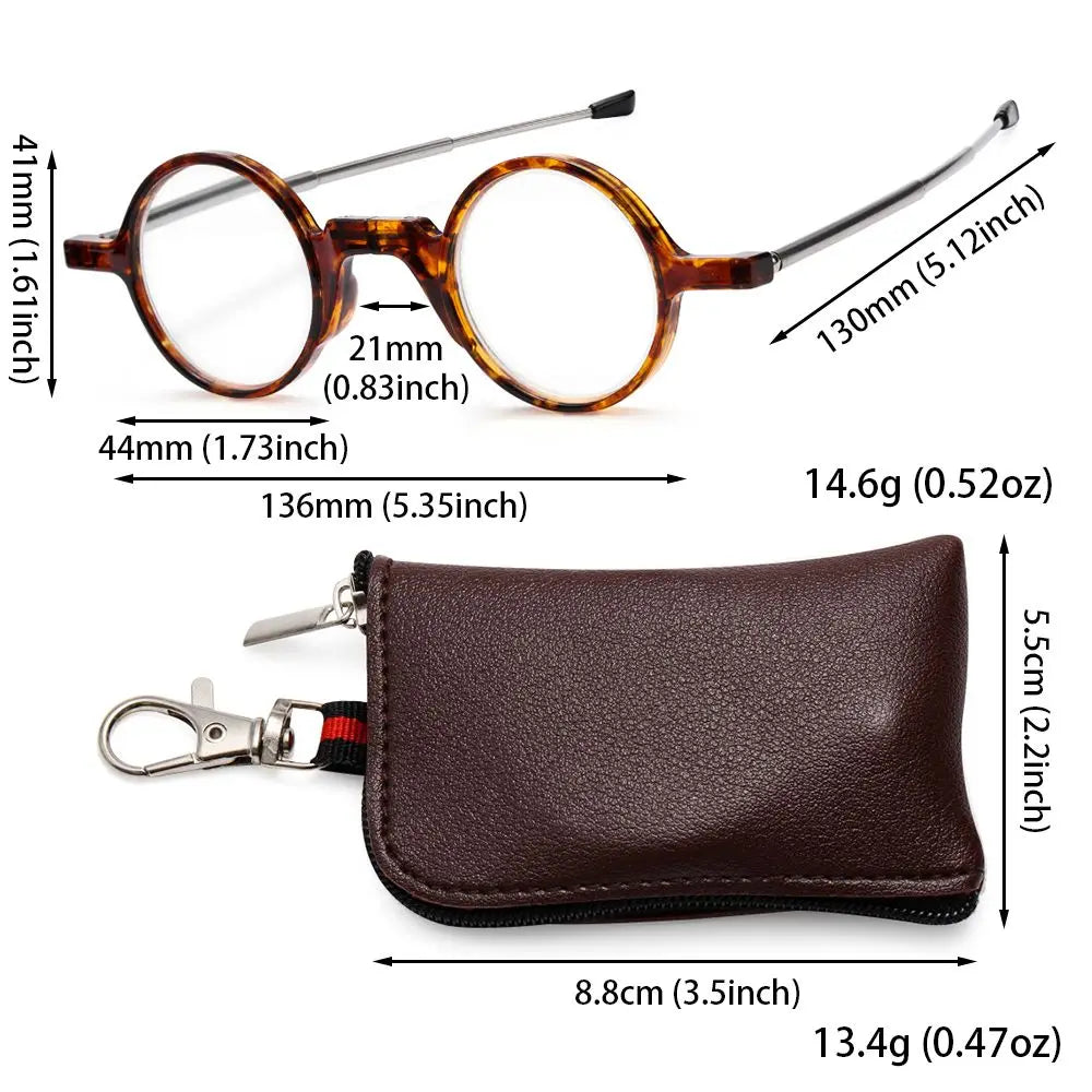 Foldable Reading Glasses with Keyring Case - Lightweight and Stylish