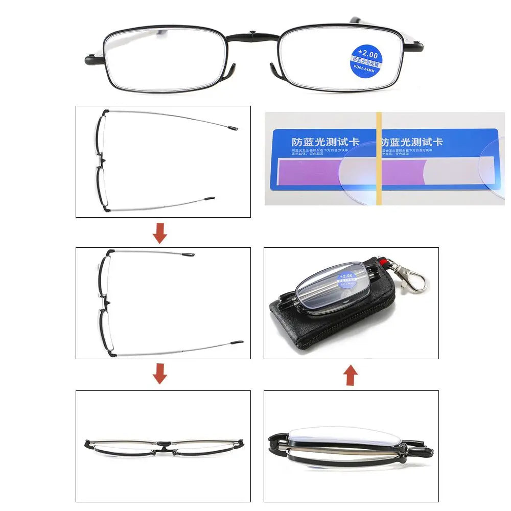 Foldable Reading Glasses with Keyring Case - Lightweight and Stylish