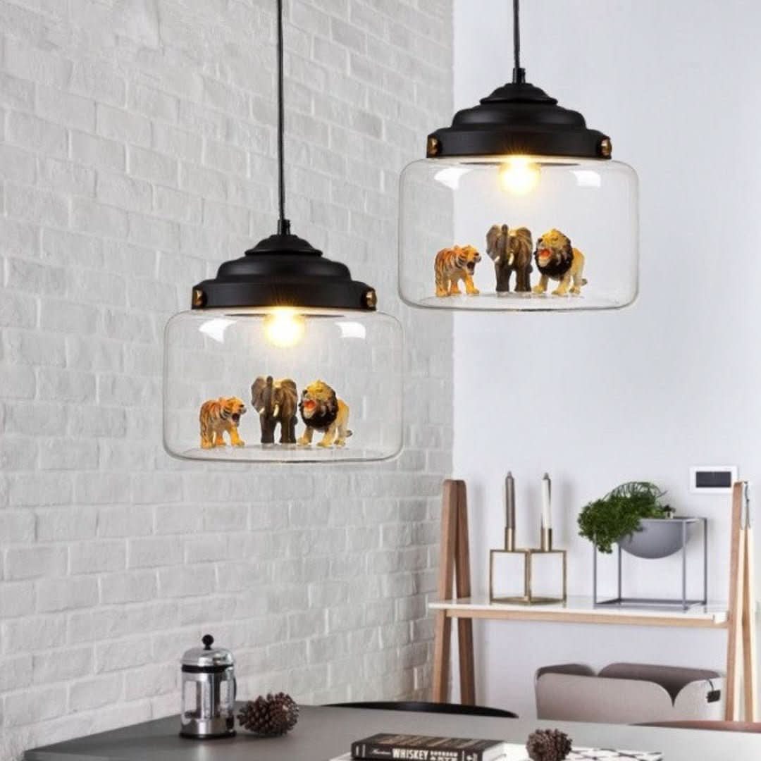 Animal Design Glass Pendant Lamp