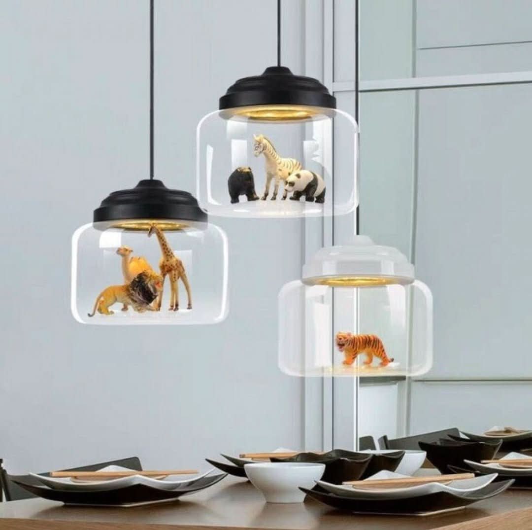 Animal Design Glass Pendant Lamp