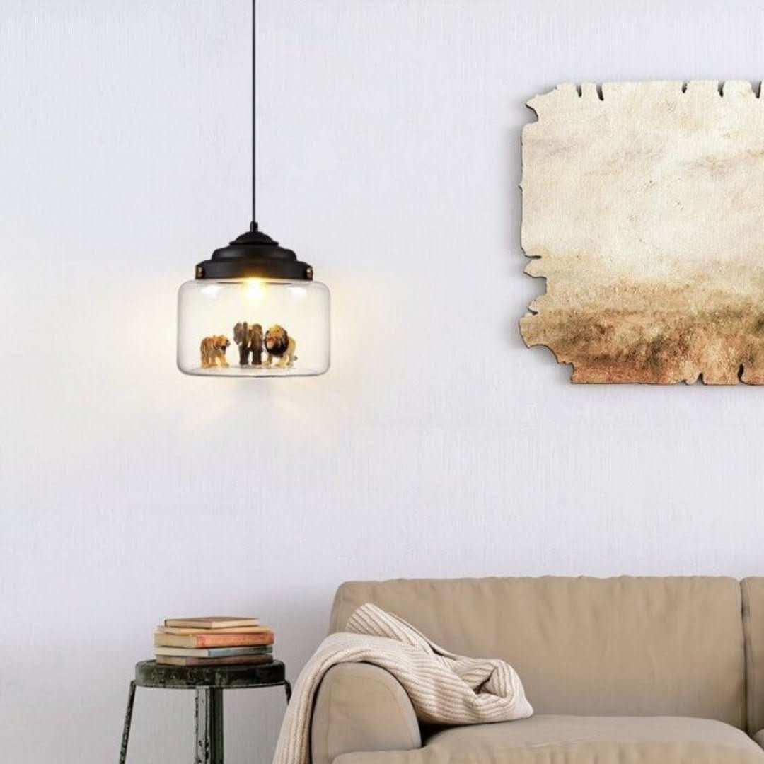 Animal Design Glass Pendant Lamp