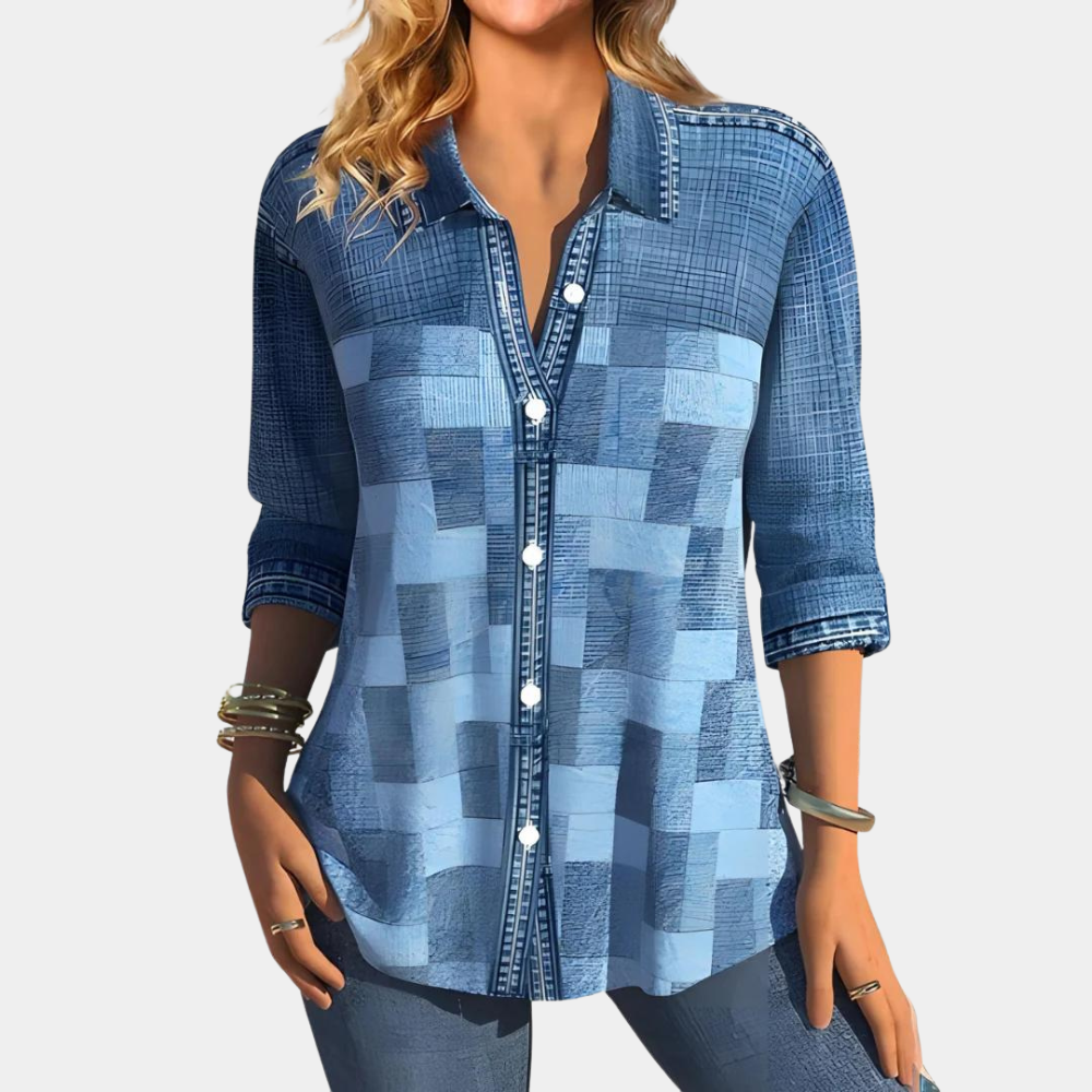 Relaxed Fit Long-Sleeve Blouse for Women