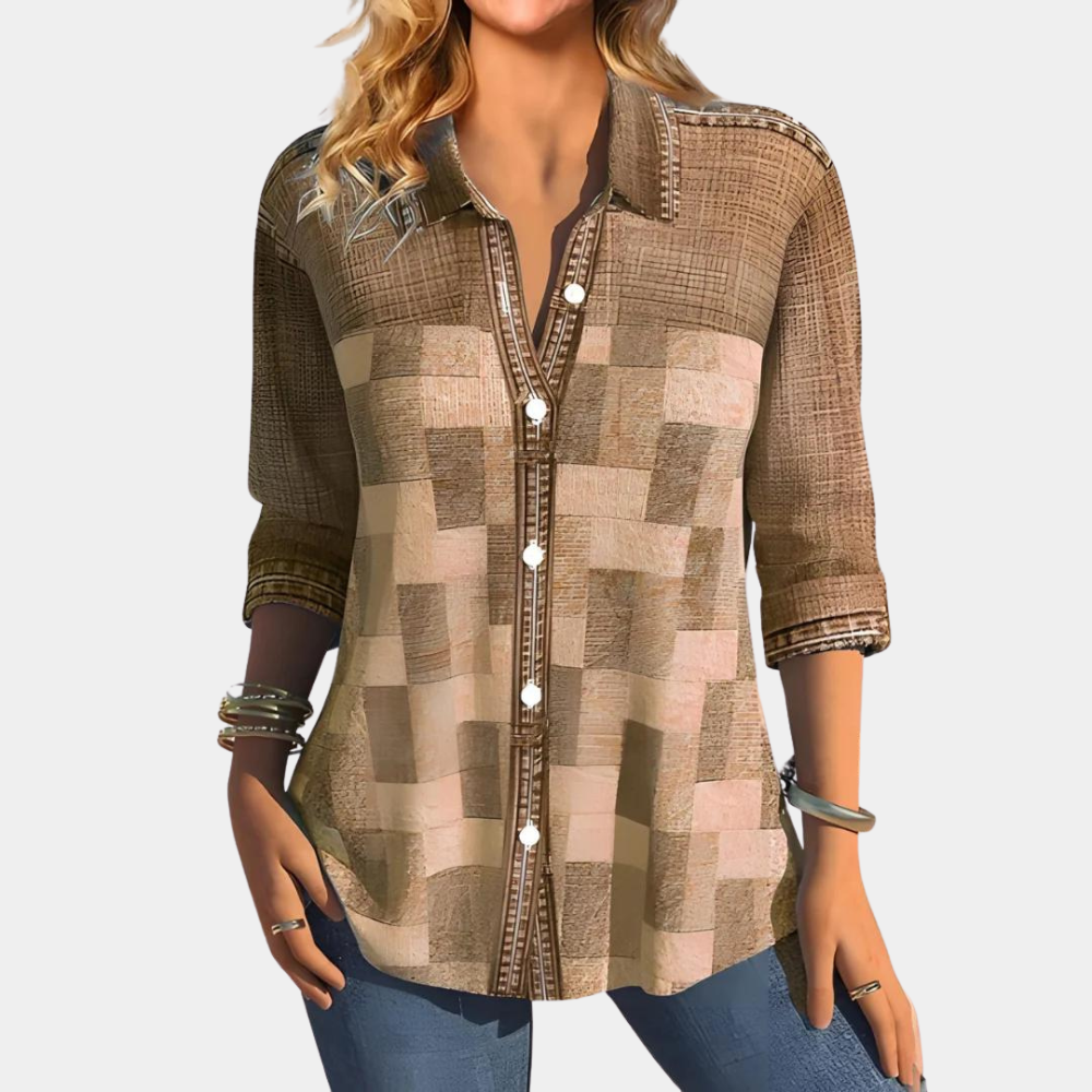 Relaxed Fit Long-Sleeve Blouse for Women