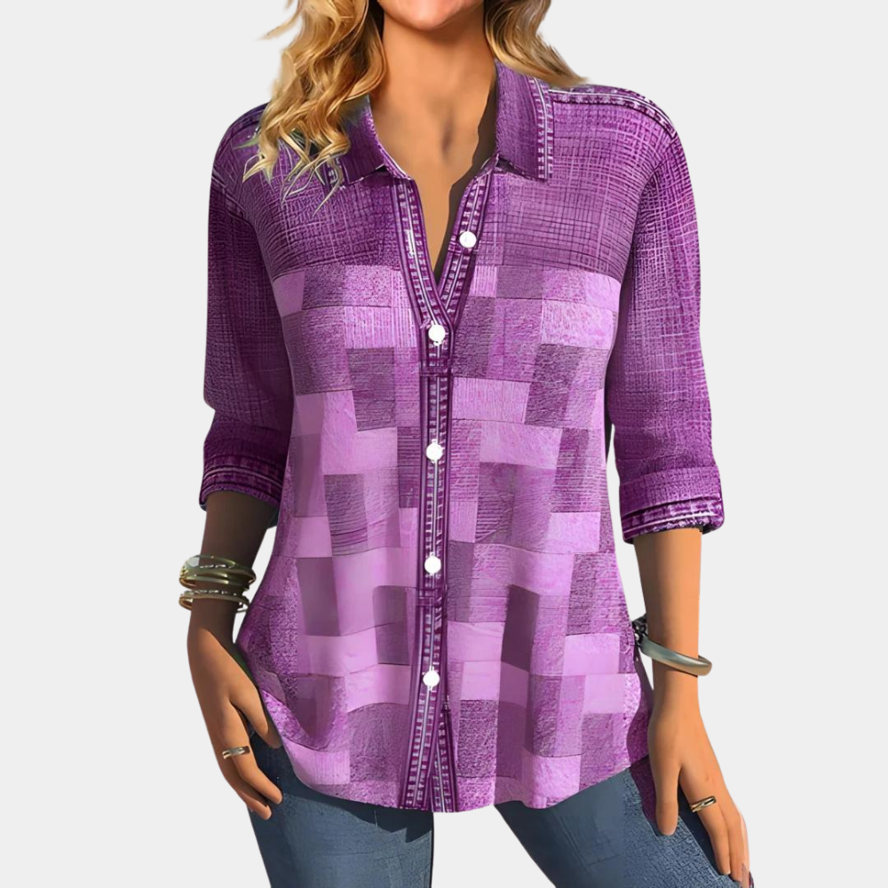 Relaxed Fit Long-Sleeve Blouse for Women