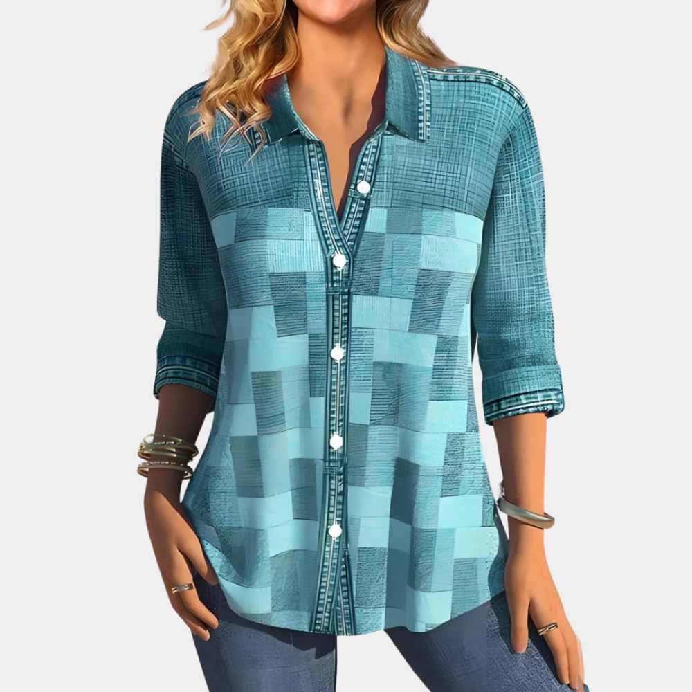 Relaxed Fit Long-Sleeve Blouse for Women