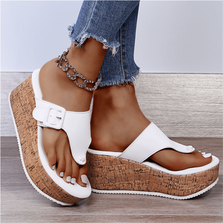 Orthopedic Cork Platform Sandals with Adjustable Strap