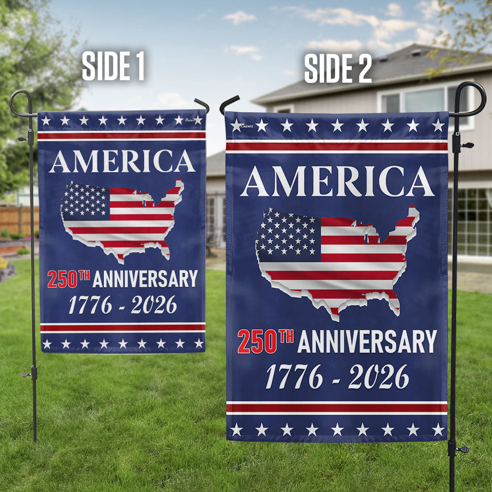 American Flag 250th Anniversary Map Flag Double-Sided Patriotic Decor