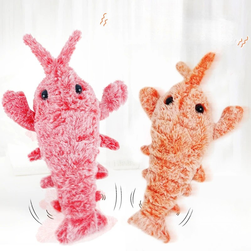 Interactive Plush Electric Jumping Shrimp Toy for Cats and Small Dogs