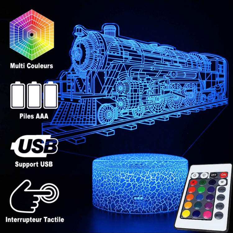 3D Vintage Train Lamp with Interactive Features