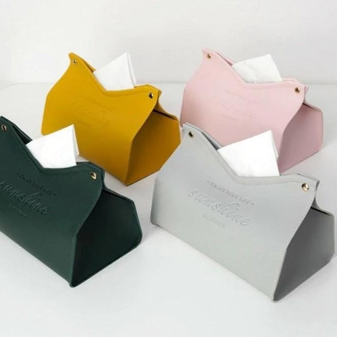 Faux Leather Tissue Box Dispenser in Multiple Colors