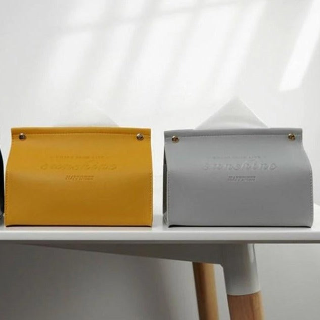 Faux Leather Tissue Box Dispenser in Multiple Colors