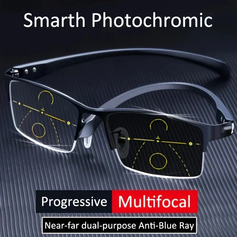 Progressive Photochromic Reading Glasses with Blue Light Filter