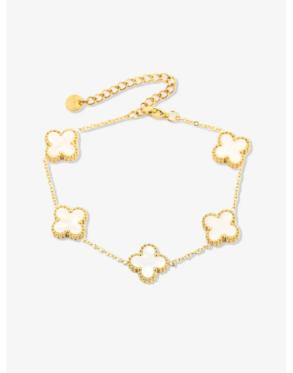Five-Leaf Clover Bracelet | Silver Adjustable Good Luck Charm