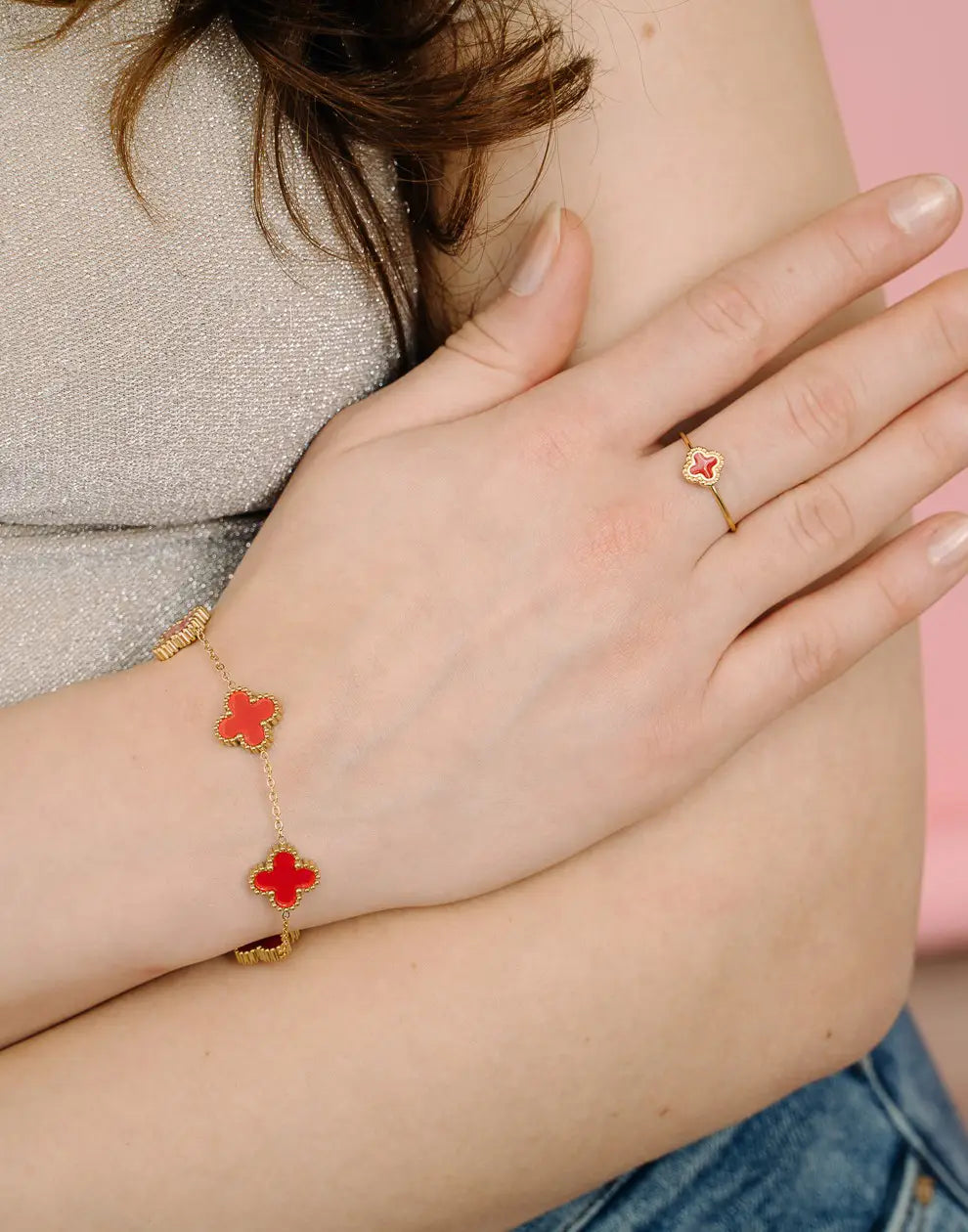 Five-Leaf Clover Bracelet | Silver Adjustable Good Luck Charm