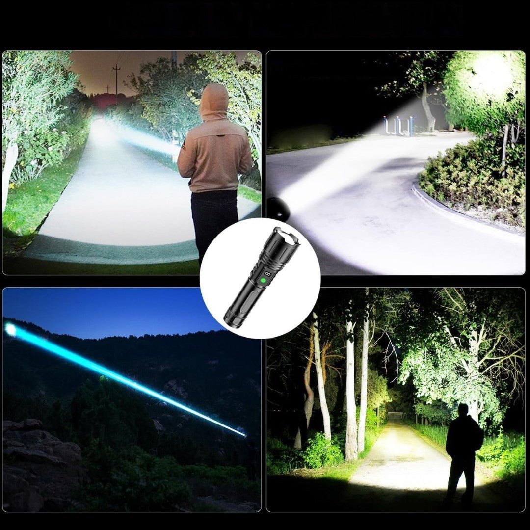100,000 Lumen Rechargeable LED Tactical Flashlight with Power Bank