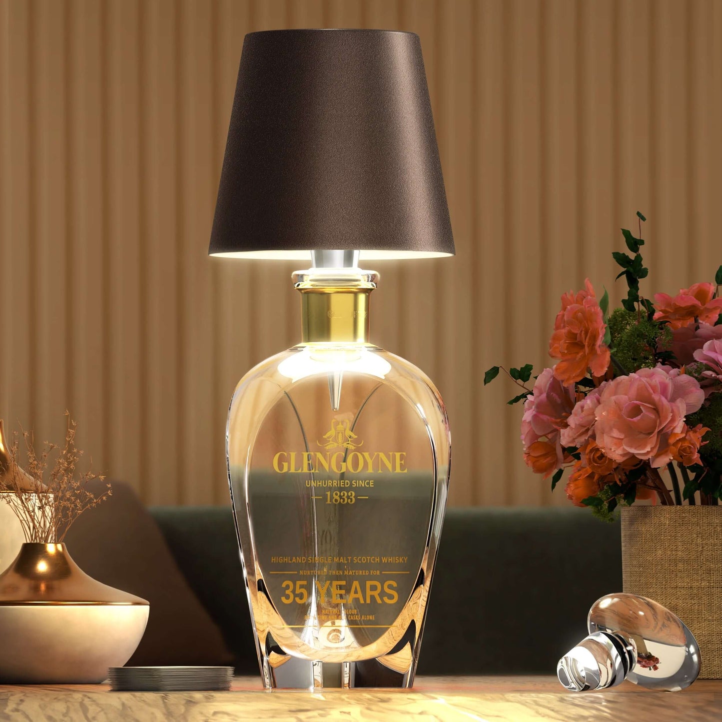 LED Bottle Lamp with USB-C Charging and Adjustable Light Settings