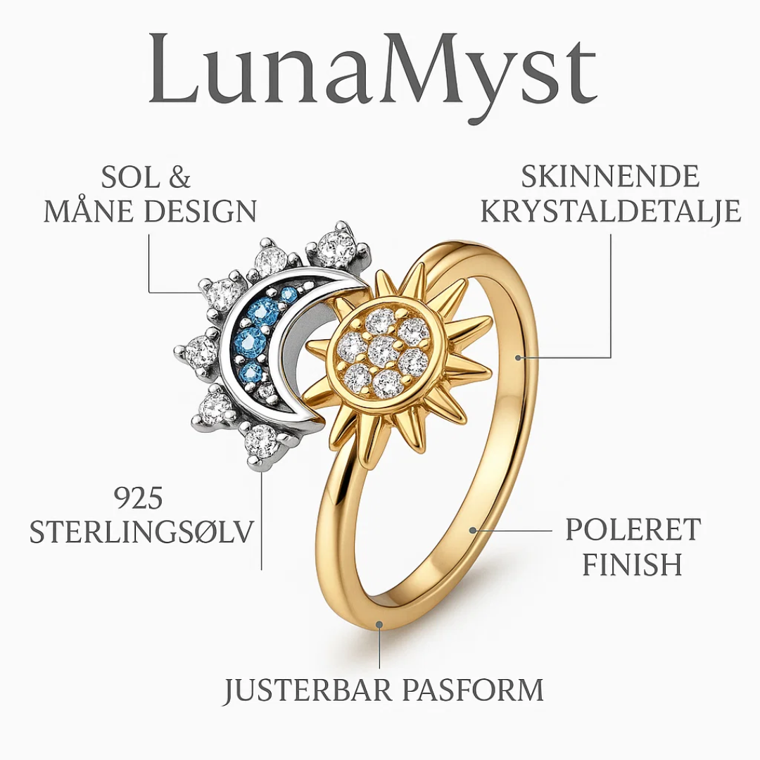 Adjustable Silver Sun and Moon Ring in 925 Sterling Silver