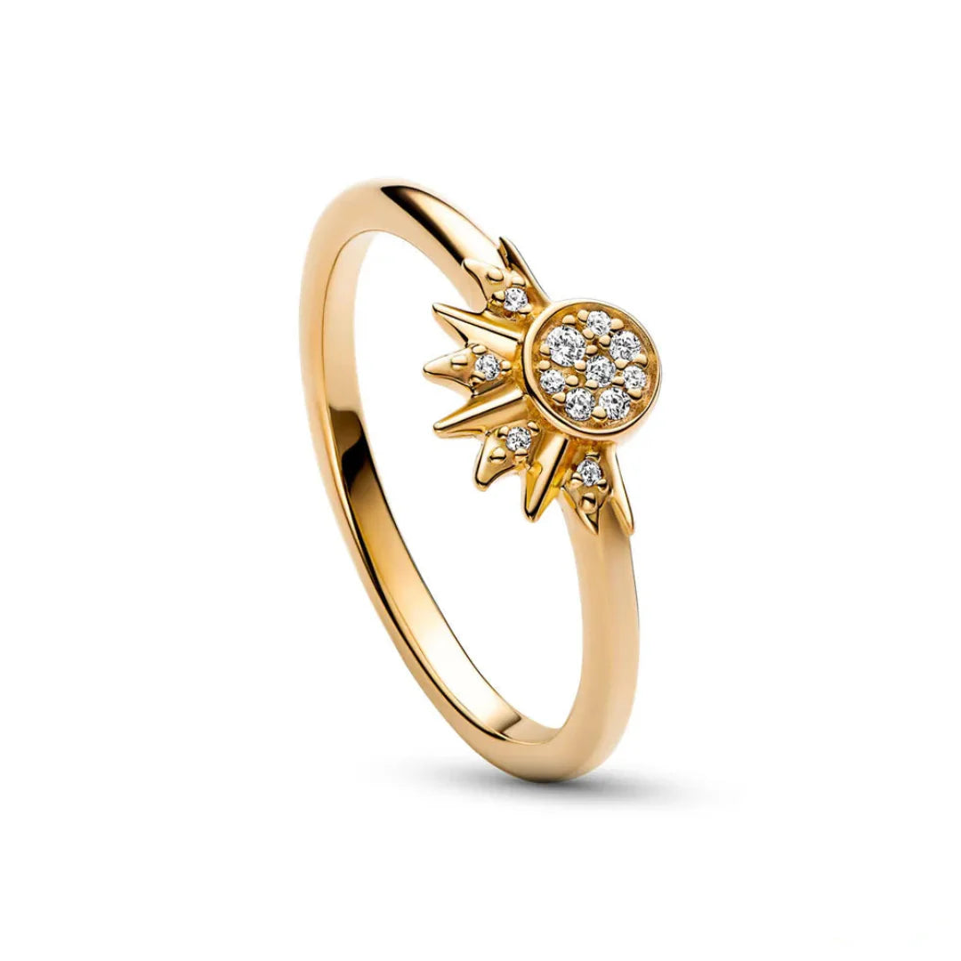 Adjustable Silver Sun and Moon Ring in 925 Sterling Silver