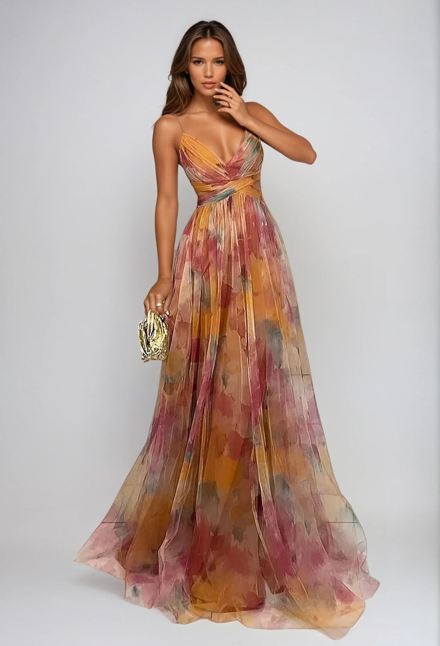 Floral Chiffon Maxi Dress for Women - Lightweight and Elegant Summer Style
