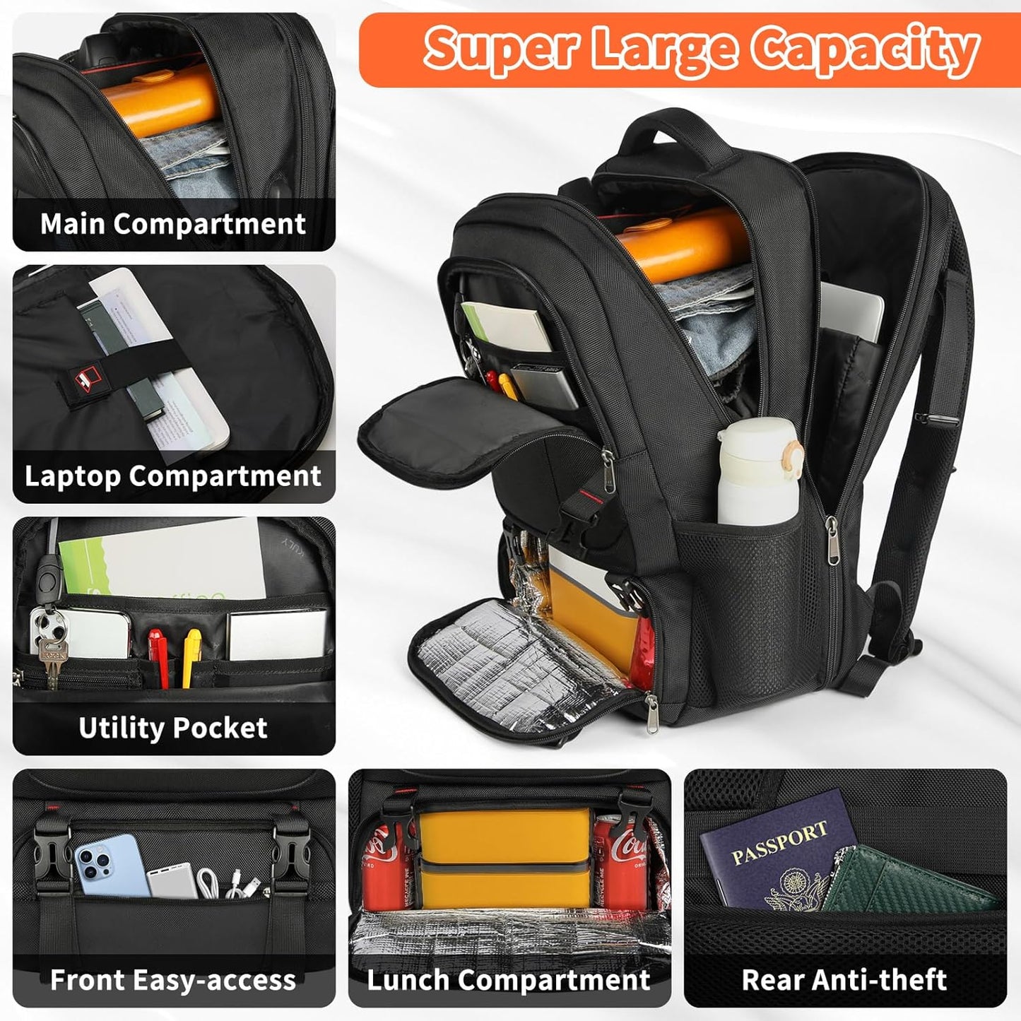 Extra-Large Insulated Laptop Backpack with USB Charging Port