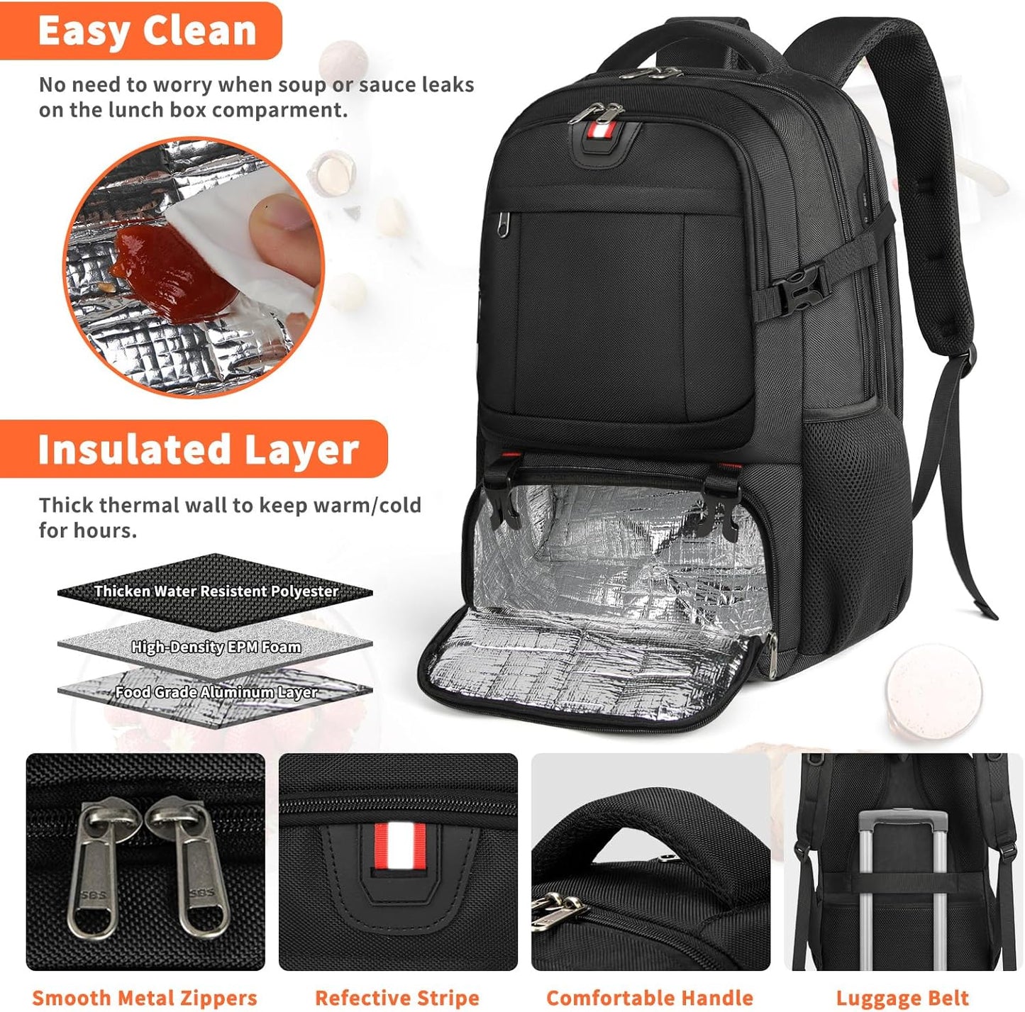 Extra-Large Insulated Laptop Backpack with USB Charging Port