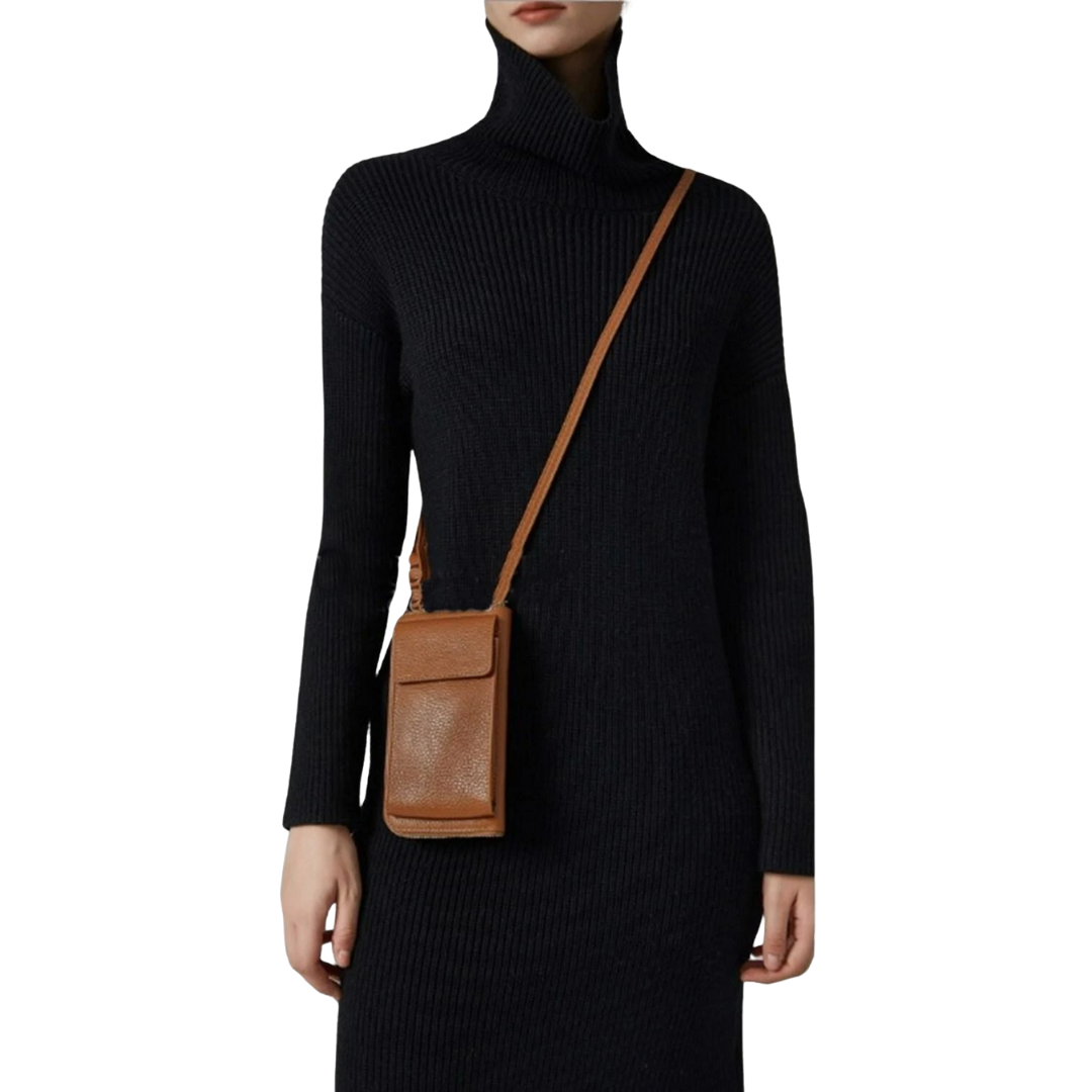 Genuine Leather Shoulder Bag for Mobile Phones