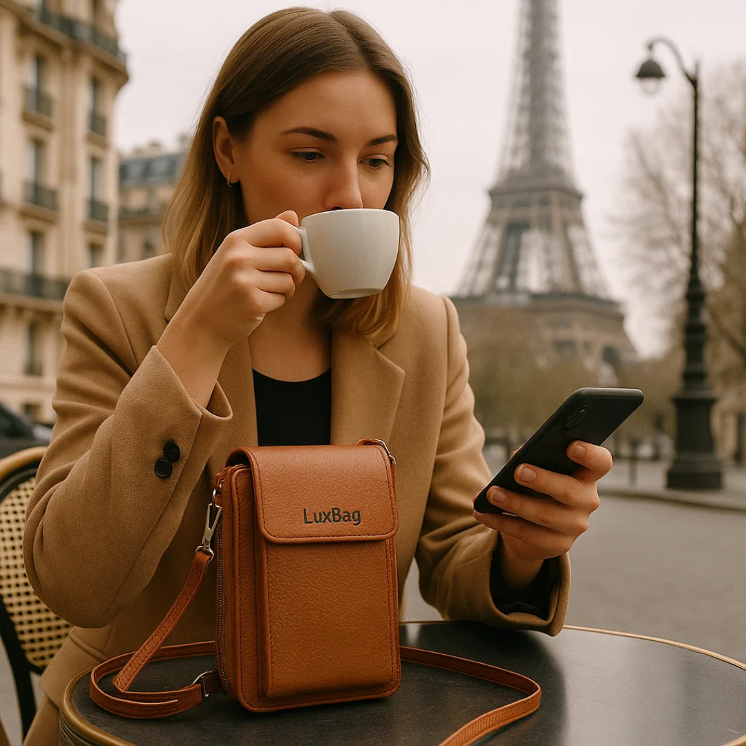 Genuine Leather Shoulder Bag for Mobile Phones