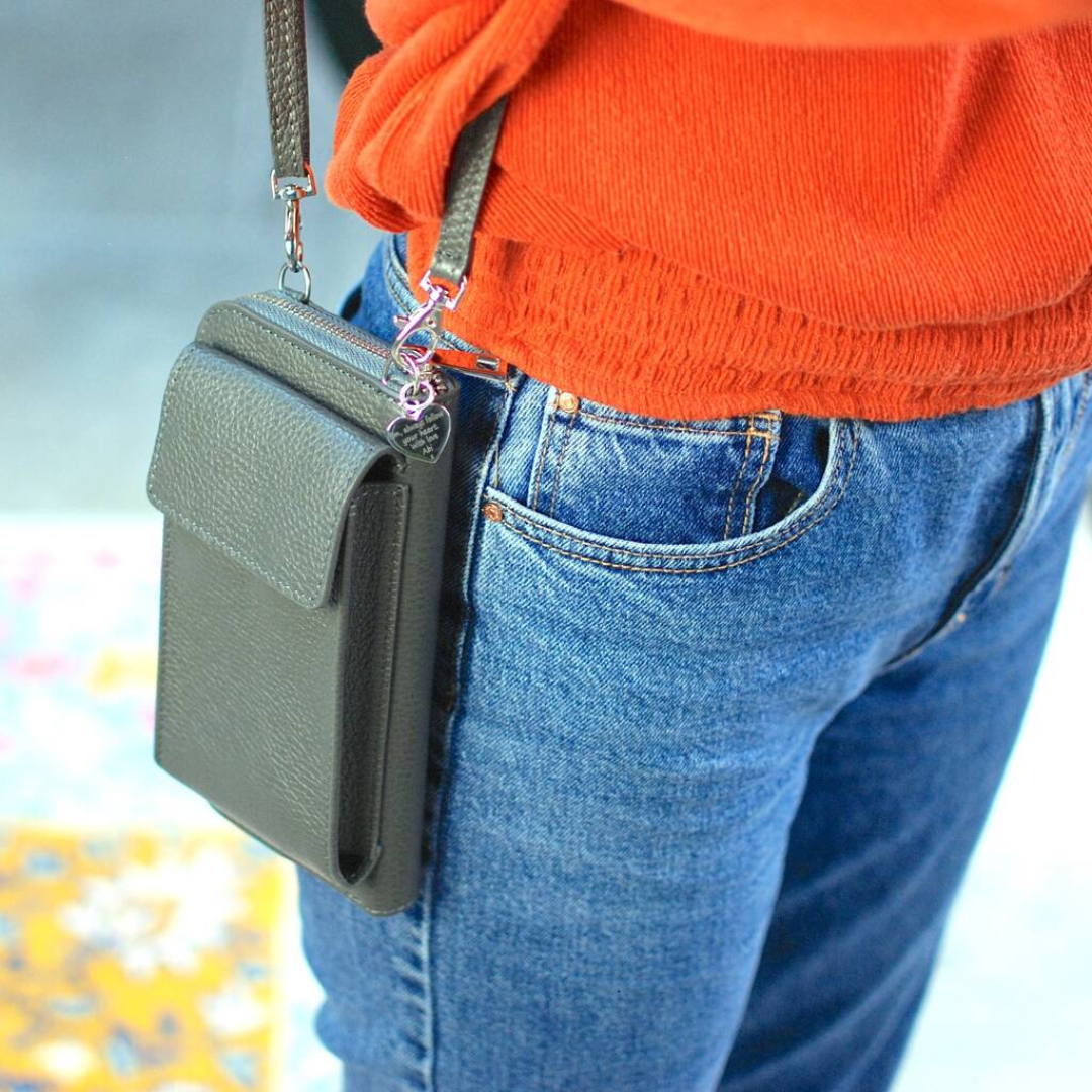 Genuine Leather Shoulder Bag for Mobile Phones