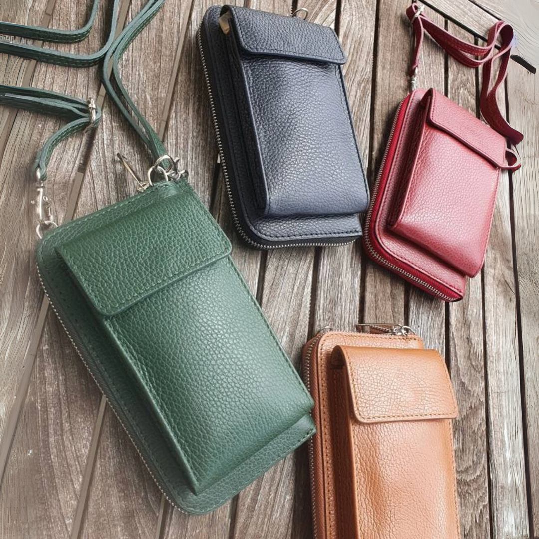 Genuine Leather Shoulder Bag for Mobile Phones