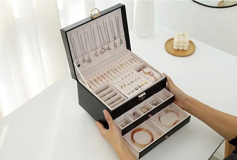Elegant Jewelry Box with Multiple Layers for Organized Storage