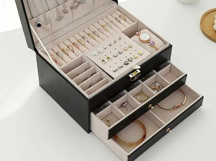 Elegant Jewelry Box with Multiple Layers for Organized Storage